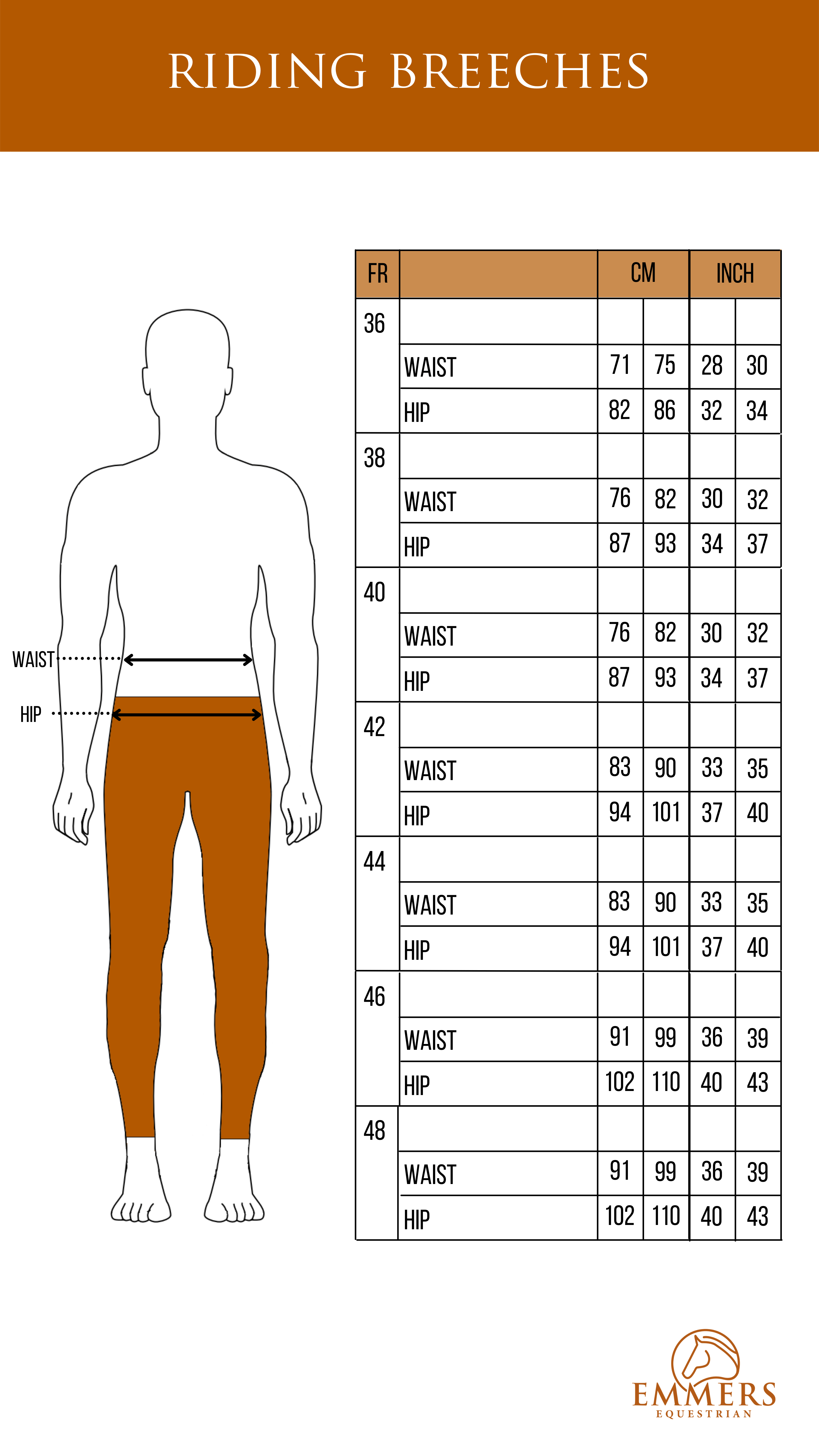 Size chart Samshield Emmers Equestrian